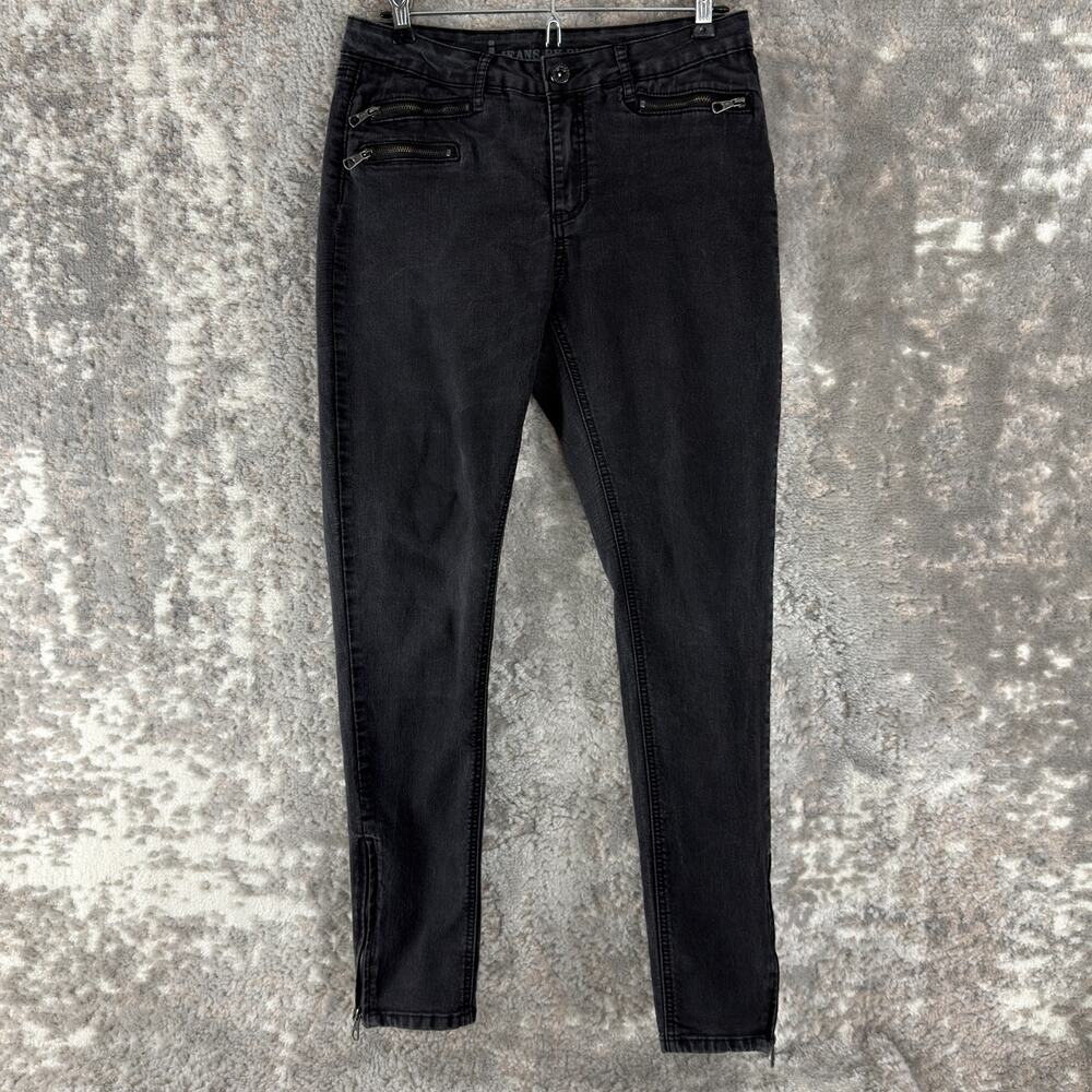 i Jeans by Buffalo Size 29/8 Ankle Grazer Denim Skinny‎ Jean Zipper Pants Black
